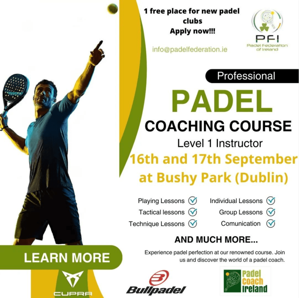 News graphic for Professional Padel coaching course