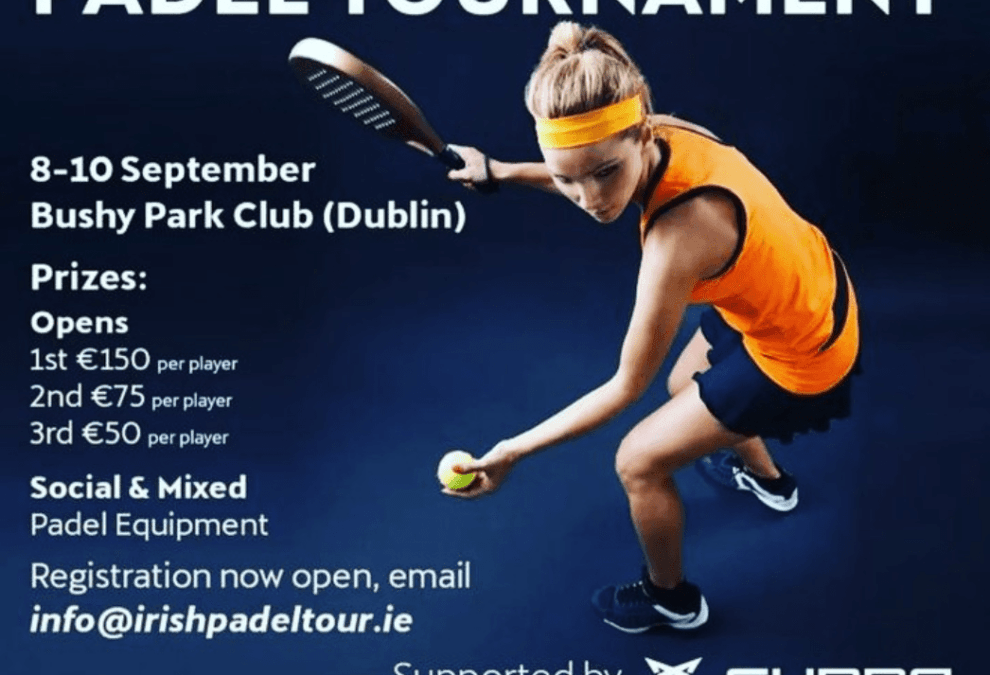 News graphic for All Ireland Padel tournament with CUPRA!