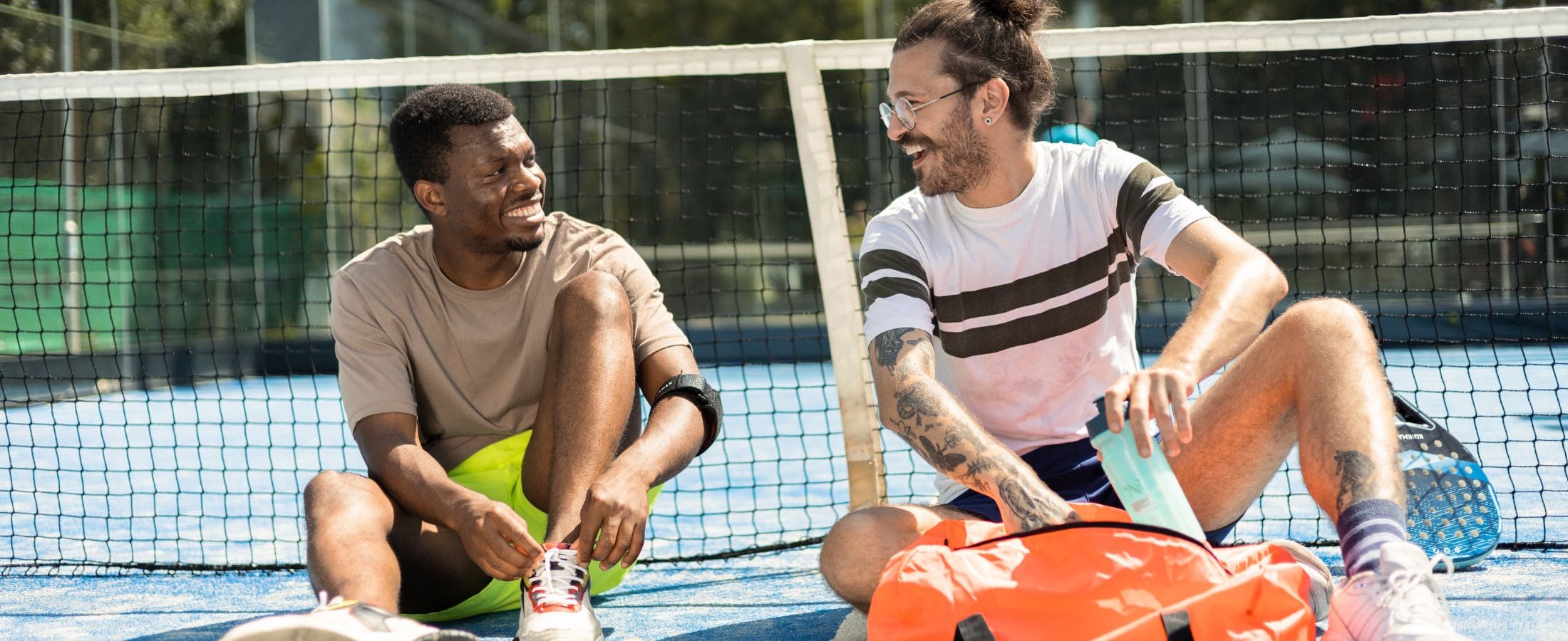 Padel players gathered on court